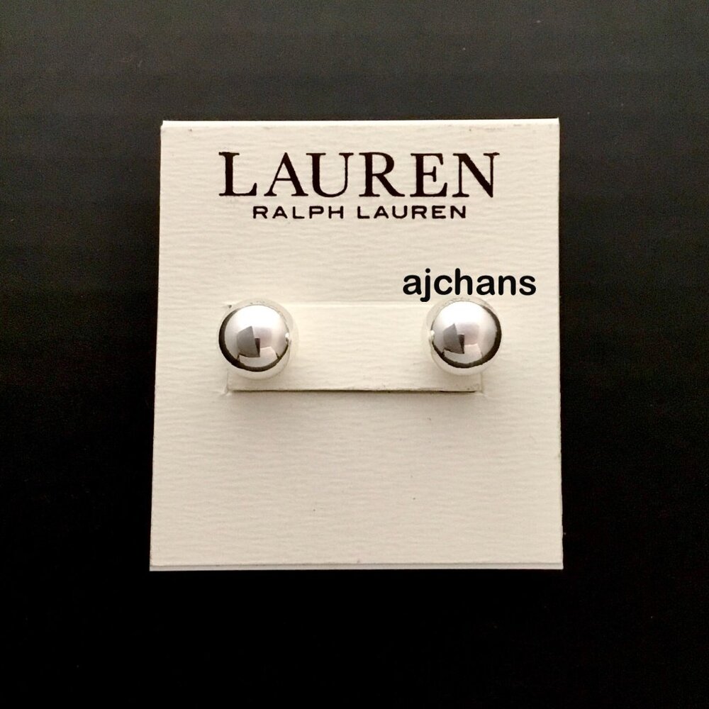 Lauren Ralph Lauren Silver Ball Stud Earrings 10mm RV$28